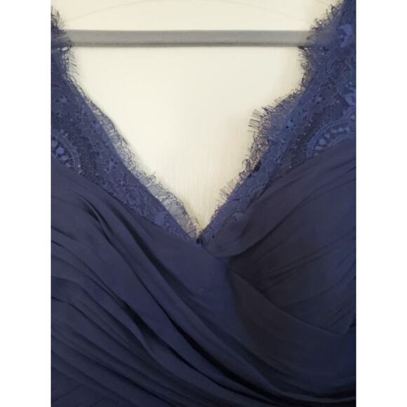 Hitherto BHLDN Navy Blue Fleur Lace Chiffon Maxi Formal Gown Prom Dress, Size 10 - Picture 7 of 16